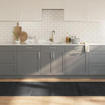 AVIMAC Teppich aus Bambus 80x500 cm Grau Rechteckig