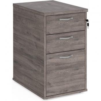 Dams Grey Oak 600 mm High‑Desk Three‑Drawer Pedestal with Silver Handles