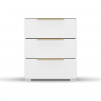 Nachtkommode RAUCH Skat Glamour (B/H/T: 40 × 61 × 42 cm) – 3 Stück, alpinweiß, Goldzugabe