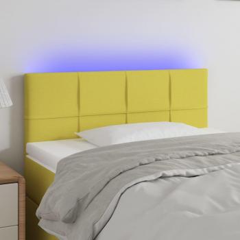 VidaXL LED горна табла за легло, зелена, 100x5x78/88 см, плат