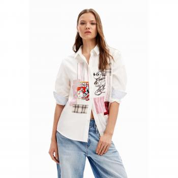 Camisa de Mujer Desigual con Parche de Mickey Mouse (Bolonia)