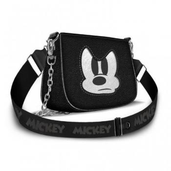 Bolso Bandolera Angustiado Negro Mickey Mouse