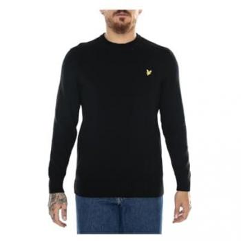 Vístete con el jersey Lyle & Scott Jet Black, cuello redondo y hombros detallados