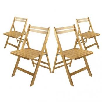 Silla de Comedor Plegable (Set de 4), Madera de Bambú, Estilo Moderno, Dimensiones 42.5x47.5x79cm