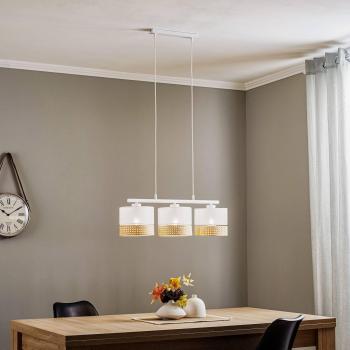 TK Lighting Paglia Hanging Lamp White/Rattan Three Bulbs