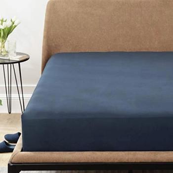Bedsure 40 cm Drop Navy Brushed Fitted Sheet – 122×190 cm
