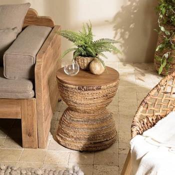 Tabouret Assise en Bois de Teck Recyclé MACABANE Alida