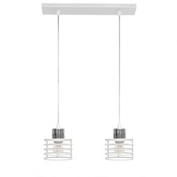 Edison 40cm Straight Bar Pendant Ceiling Light in White and Chrome