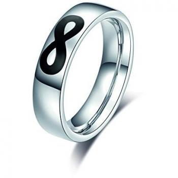 Anello in Acciaio Infinito con Smalto Nero per Uomo e Donna