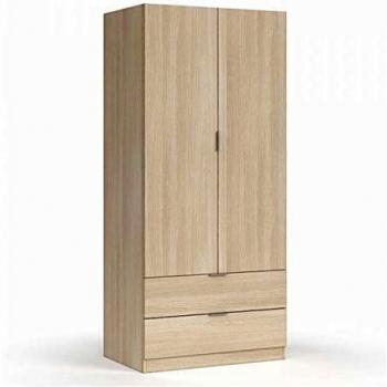 Armoire 2 tiroirs effet chêne