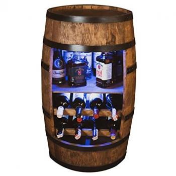 Creative Cooper Wine Barrel Organizer with LED & Shelf