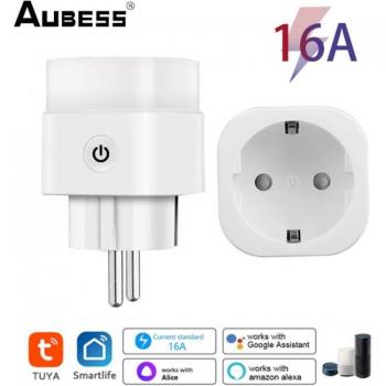 Tuya Smart WiFi Plug 16A/20A EU Socket with Voice Control and Power Monitoring, Compatible with Alexa and Google Home Assistant