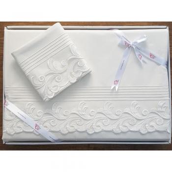 Set di biancheria da letto Belinda 6 pezzi, copripiumino 200x225, lenzuolo 240x260, doppio, crema