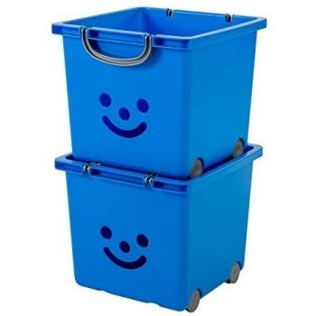 Iris Ohyama, Kids Box KCB-32, bacs de rangement avec roues, 25 L, bleu