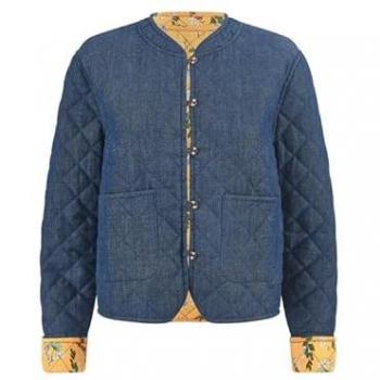 Veste Yumi Yumi Chambray Bleu 100% Coton avec Doublure Florale Inversable