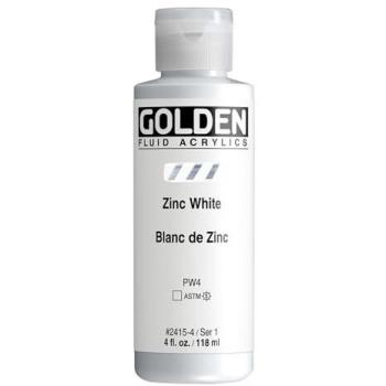 Transparent Zinc White Fluid Acrylic by GOLDEN – 4 fl. oz., Professional Grade