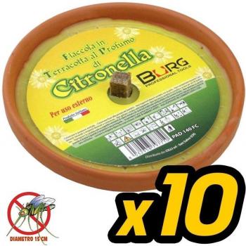 Paquete de 10 Velas de Citronela en Tierra Diámetro 10 Cm Repelente