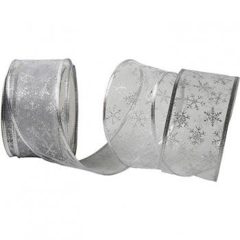 Cinta de Copos de Nieve 449C, 50 Yardas – Decoración Elegante para Bodas y Navidad