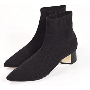 Women’s Knitted Elastic Pointed Toe Ankle Boots