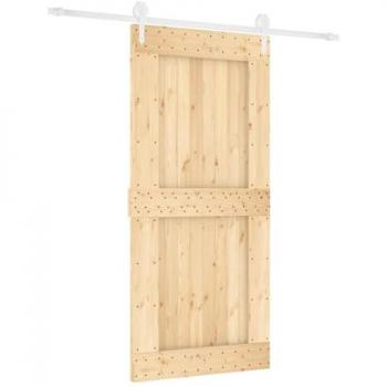 95x210 cm Solid Pine Sliding Door with Hardware