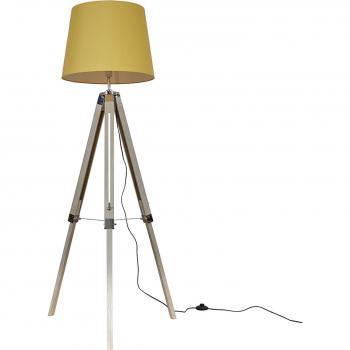 Clipper Wooden Floor Lamp with Yellow Fabric Shade