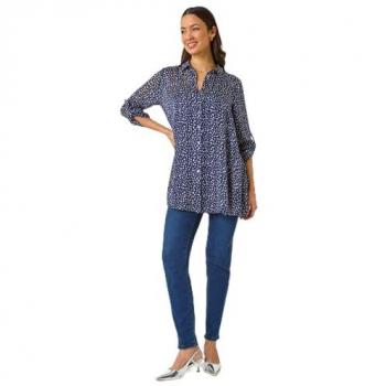 Navy Patterned Collar Dress Shirt