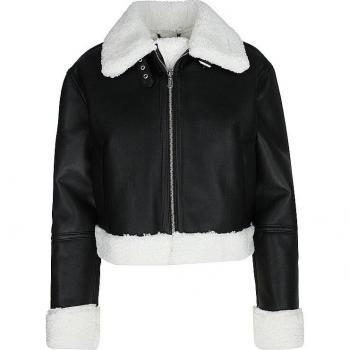 HUGO Damen Cropped Ledermantel ADAPH Schwarz 42