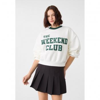 Ecru Slogan Sweatshirt by Stradivarius