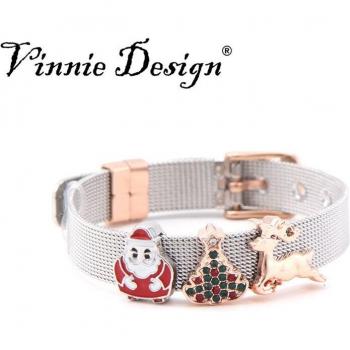 Bracelet Vinnie en acier avec charms glissants pour Noël