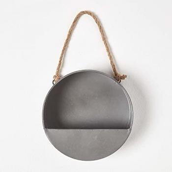 Small Round Metal Hanging Wall Planter Pot Decoration