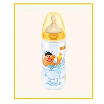 Nuk First Choice Babyflasche Barrio Sésamo 300 ml mit Latex Sauginger T1 (0‑6 Monate) – Milchöffnung M