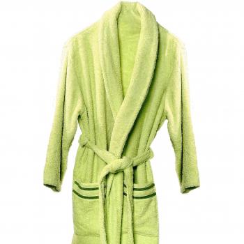 Accappatoio di Casa Atenas in Puro Cotone, Taglia Media, Colore Beige/Marrone e Verde Pistacchio