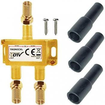 TronicXL Sat Splitter für DVBT DVBC mit F-Stecker Adapter