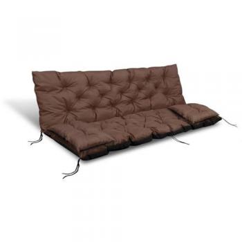 Coussins de jardin imperméables marron 180x60x50cm + 2 coussins latéraux 42x42cm