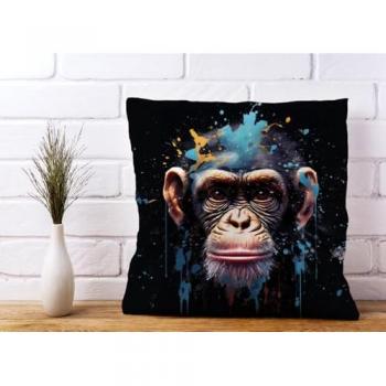 Monkey Face Splashart Decorative Pillow