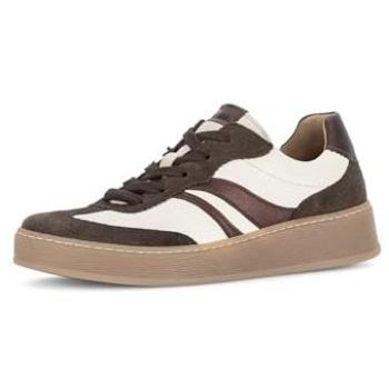 Plateausneaker GABOR „FLORENZ“ – 37 Damen, Weiß/Beige, Nappaleder, Veloursleder, einfarbig mit Farbaccent – Bequemweite G