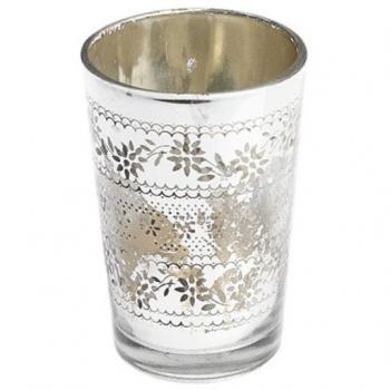 Antique Silver Glass Candle Holder