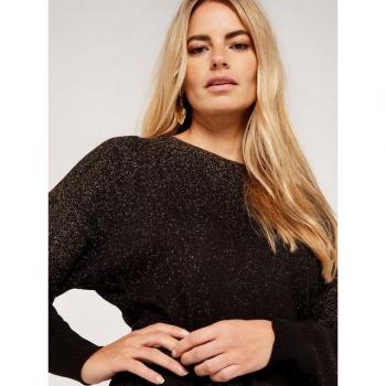 Apricot Batwing Strickpullover Ombre mit Lurexfäden – Damen, L