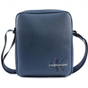 Calvin Klein Smooth Monogram Flatpack, Organisateur de sac à main homme, Bleu