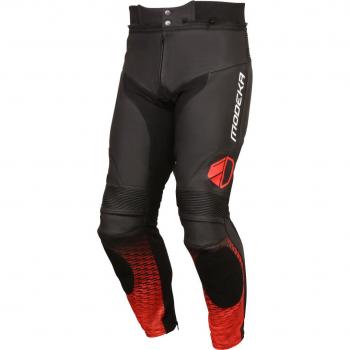 Pantaloni in Pelle da Moto Modeka Yron Nero Rosso 48