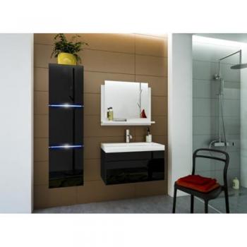 Set Mobili Bagno Nera RAVEN – Colonna + Mobile sotto lavabo 80 cm