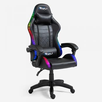 Sedia da ufficio gaming con illuminazione RGB e cuscino lombare The Horde