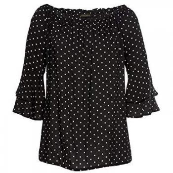 LASCANA Carmenbluse, mit Pünktchendruck, Damenbluse, schulterfrei, casual schwarz-weiß-gepunktet