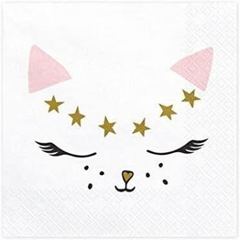 Bunte Katzen-Servietten von PartyDeco, 20 Stück, 33 x 33 cm