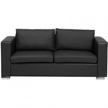 Black Leather Contemporary Sofa – BELIANI Helsinki