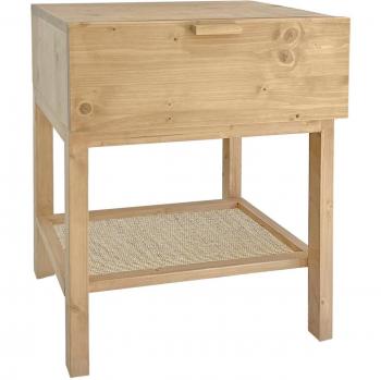 Mesilla de Dormitorio NATYAL Madera Luminosa y Rafia