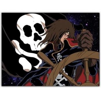 Panel de madera Capitán Harlock, Diseño animado, 80x3x60 cm
