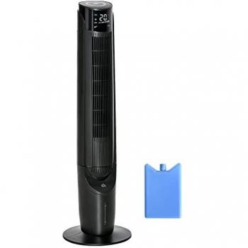 HOMCOM Luftkühler 2‑in‑1 – 4‑Modus Säulenventilator mit Schwenkung und Timer – Schwarz