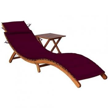 Bain de soleil d'extérieur en bois d'acacia avec table et coussin