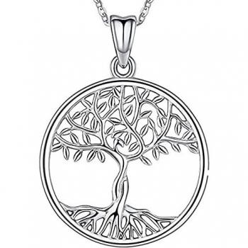 Aniu Collier Femme, Pendentif Arbre de la Vie, 46cm